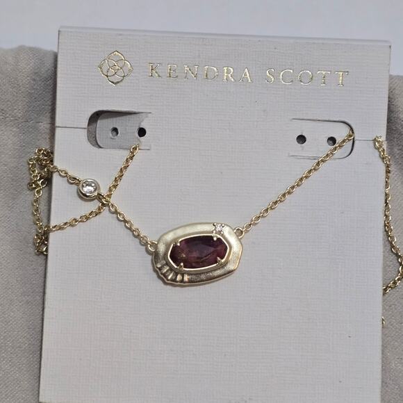KENDRA SCOTT NECKLACE‎ ANNA SHORT PENDANT GOLD BRONZE VEINED MAROON New!! - Picture 1 of 3